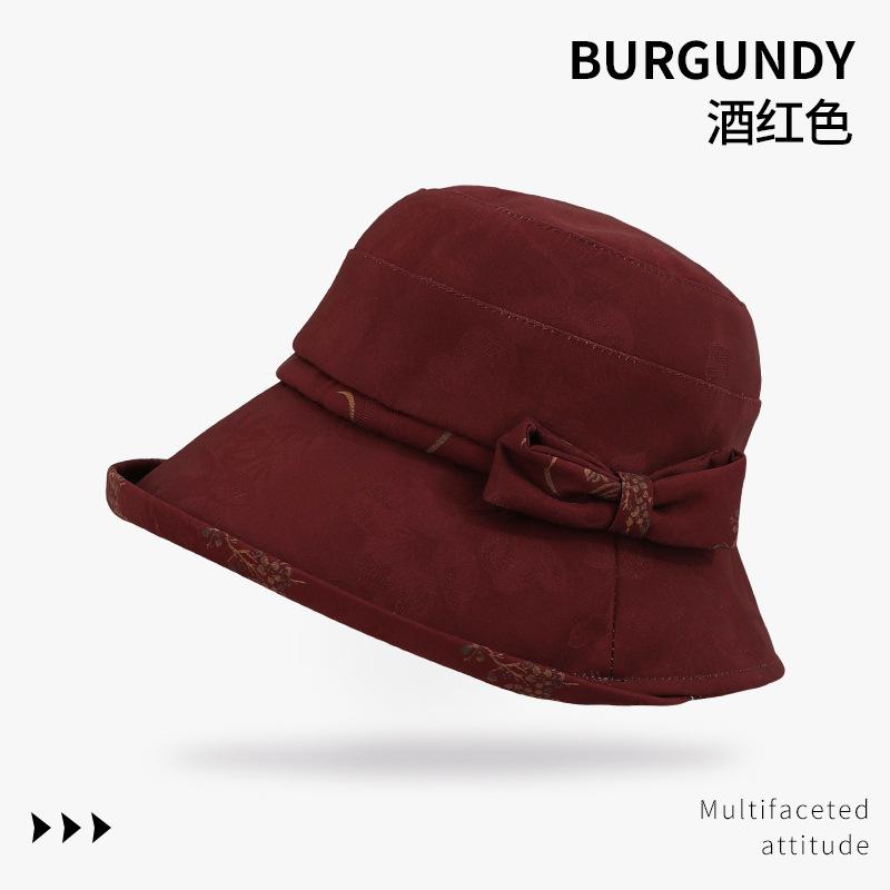 Temperament mother bucket hat women autumn and winter versatile elegant washbasin hat simple cold warm big brim hat