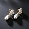 ZAKOL Delicate Chunky Teardrop Imitation Zircon Zircon Drop Earrings for Women White Gold Color Sparkling Crystal Bridal Earring