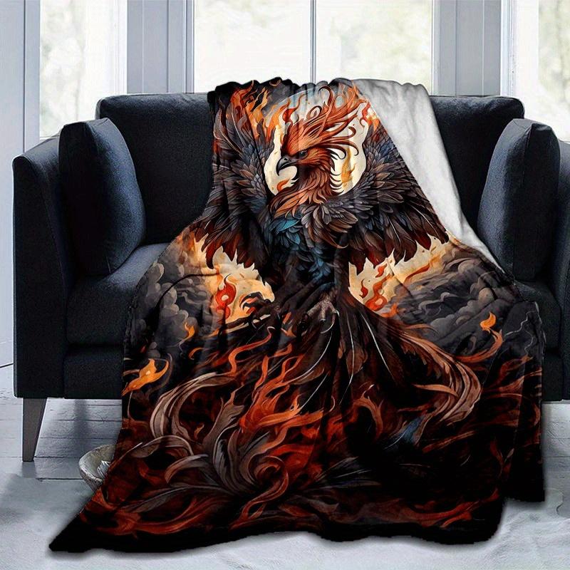 

1pc Phoenix Printing Lightweight Flannel Blanket, Comfortable and Warm Blanket, for Camping Sofa Bed and Couch Office, Gift 100x150cm