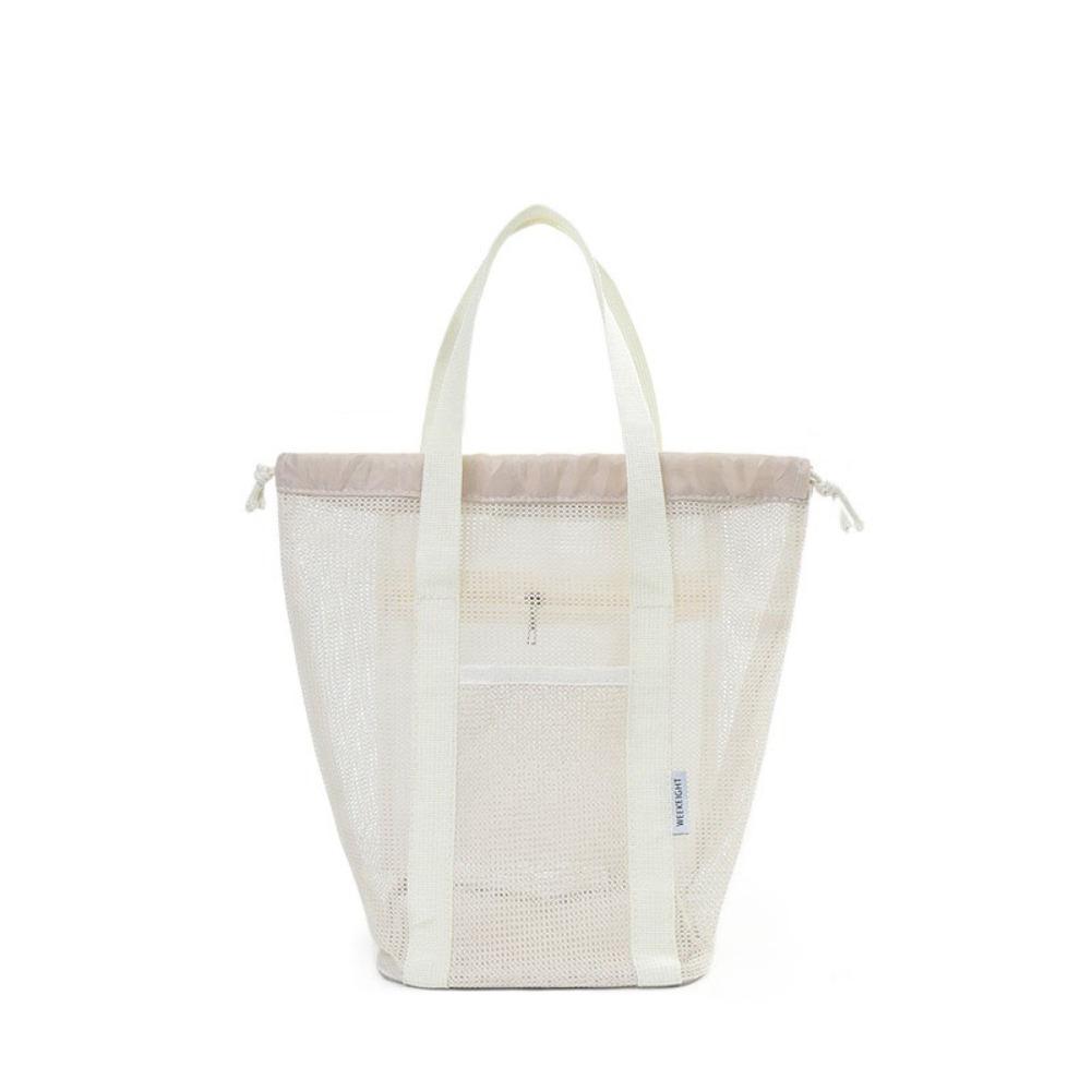 Hand-held Beach Tote Bag Drawstring Cosmetic Organizer Case Durable Mesh Shower Bag  Men/women