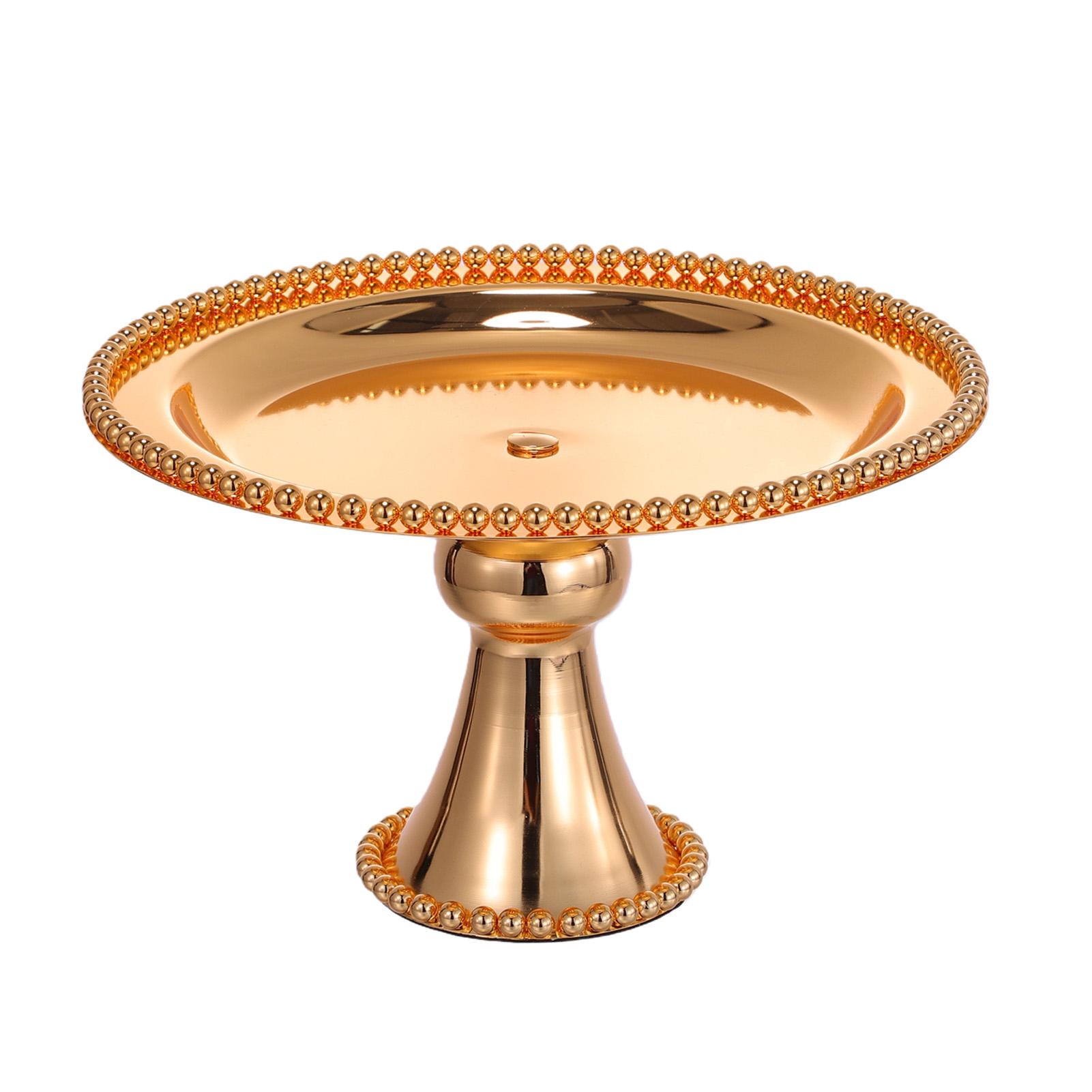 Fishine Golden Vintage Cake Stand Decorative Pedestal Footed Dessert Serving Tray For Display