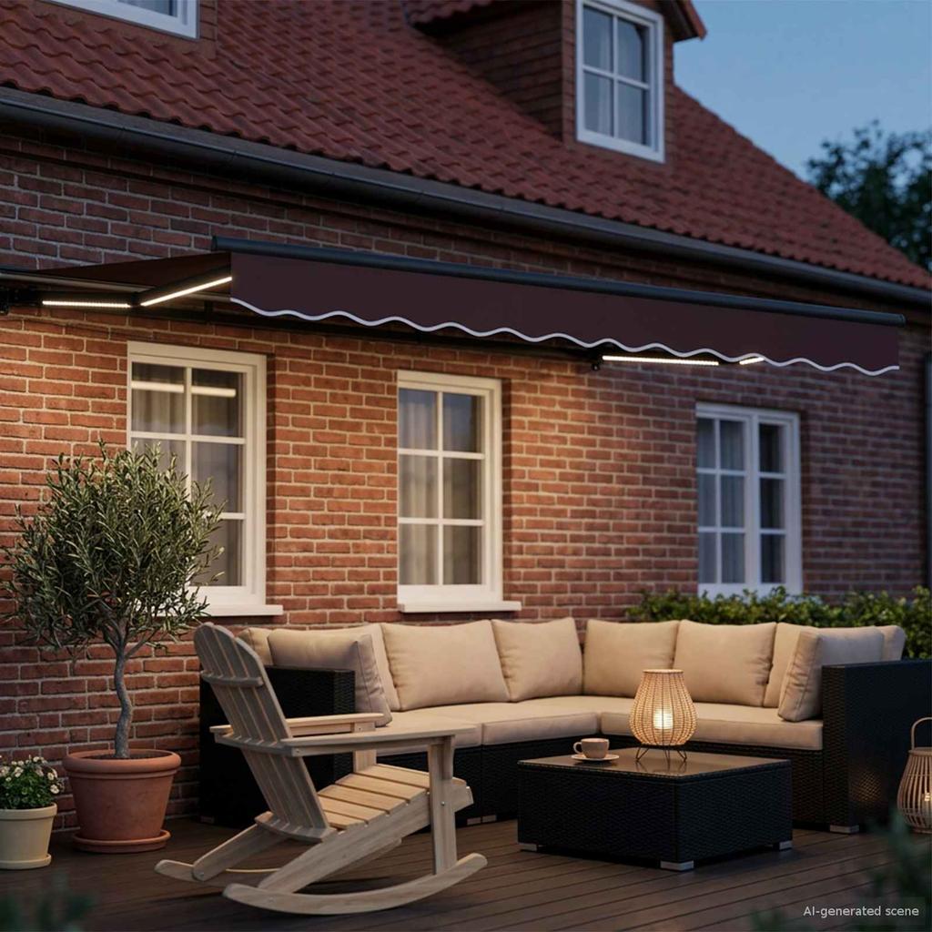 Electric Retractable Awning Brown and Anthracite 2.5 X 2 M