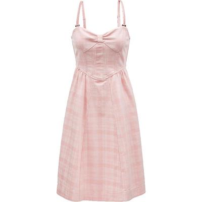 Women's Plaid Denim Strappy Mini Dress