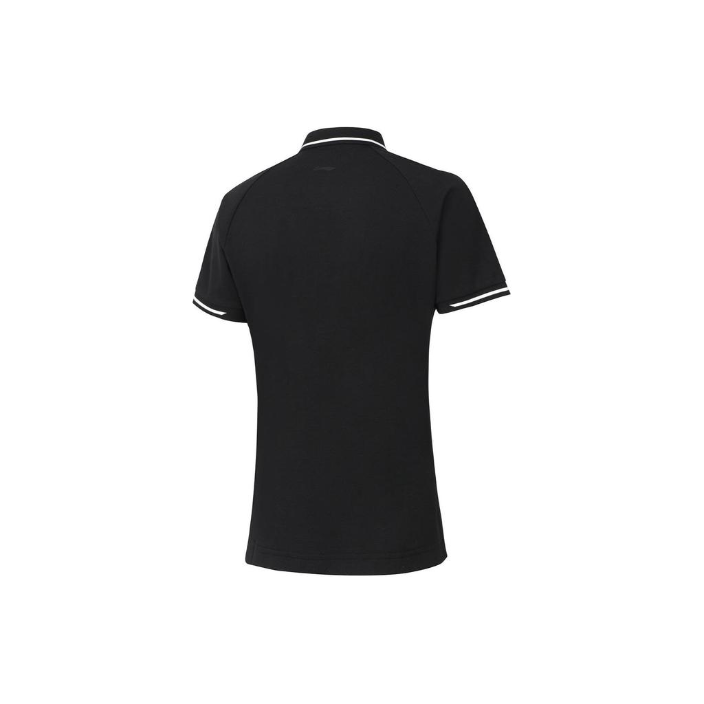 Li-Ning Solid Color Moisture Wicking Quick Dry Breathable Polo Shirt Women Tops Black APLU206-2