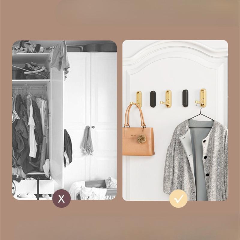 1Pc Invisible Folding Coat Hook Into The Door Porch Single Bathroom Shoe Cabinet Clothes Hook Punching Fixed Wall Hanging No Punching