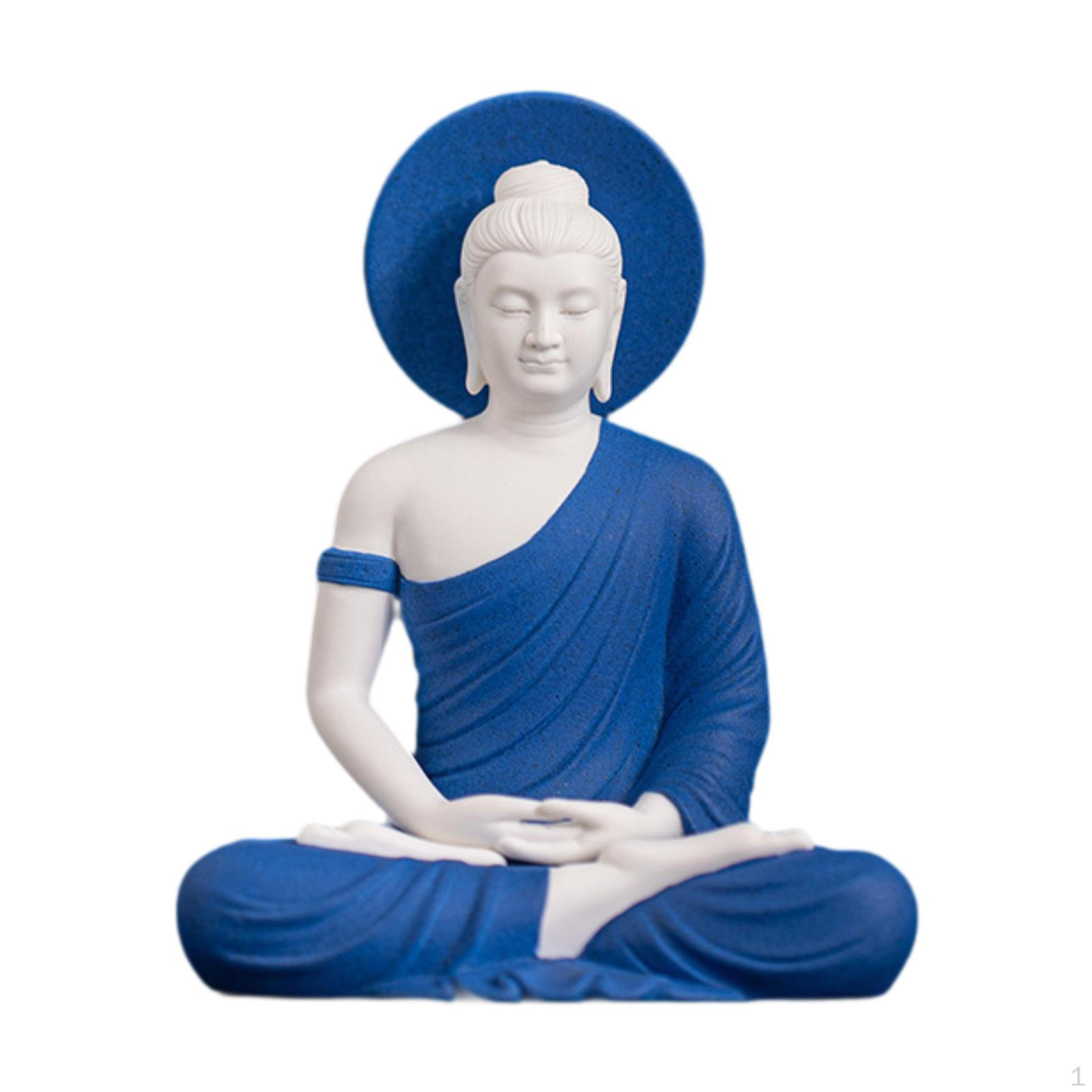

Статуя Будды, украшение стола, керамический декор для дома, ремесленные скульптуры, украшение для квартиры синий
