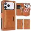 3-in-1 Luxury Leather Wallet Detachable Flip Cover For iPhone 16 15 14 13 12 17 ProMax Plus 17Air 16e Magsafe Credit Card Wallet