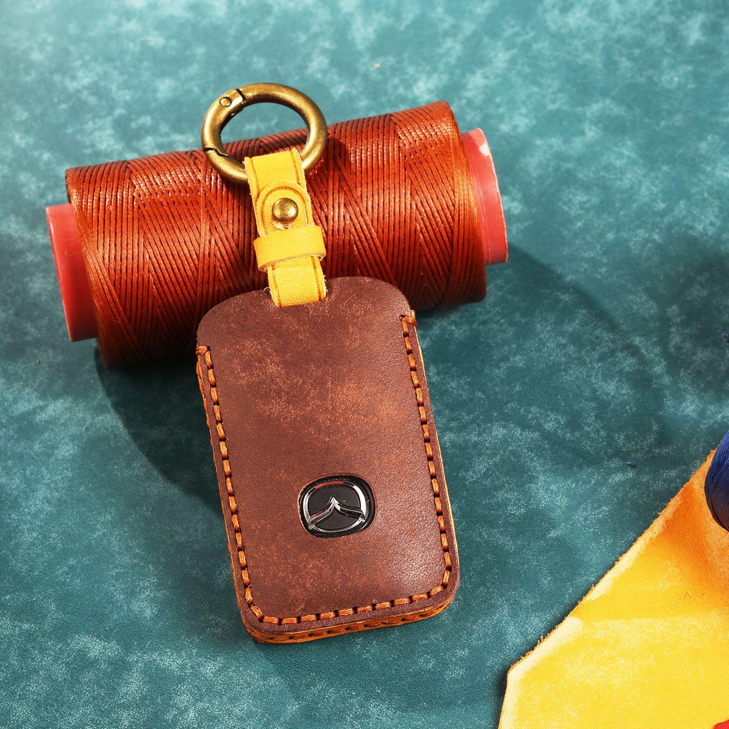 

Для нового комплекта ключей Mazda 3-го поколения Onxella 2020 Чехол из кожи Crazy Horse с застежкой