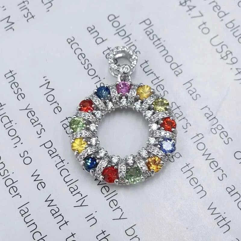 Sace Gems Anhänger aus 925er-Sterlingsilber und buntem Saphir für Damen, Verlobung, Cocktailparty, edler Schmuck