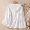 Women Plus Size Cotton Linen Solid Color Shirt Spring Autumn Oversized Loose Casual Long Sleeve Hooded Shirts