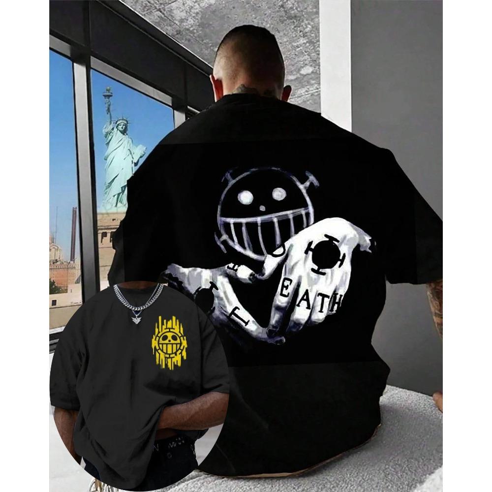 

One Piece Men s T-shirt Killer Summer and Autumn Japanese Anime Boy Children s Short-sleeved Retro Loose Parent-Child Outfit 4XL