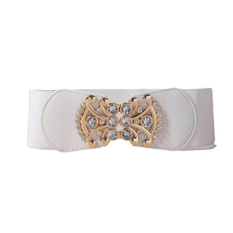 Fashionable and Minimalist Women’s Waist Belt  Everyday Casual Rhinestone Stretch Waist Belt Women’s Wide Leather Belts