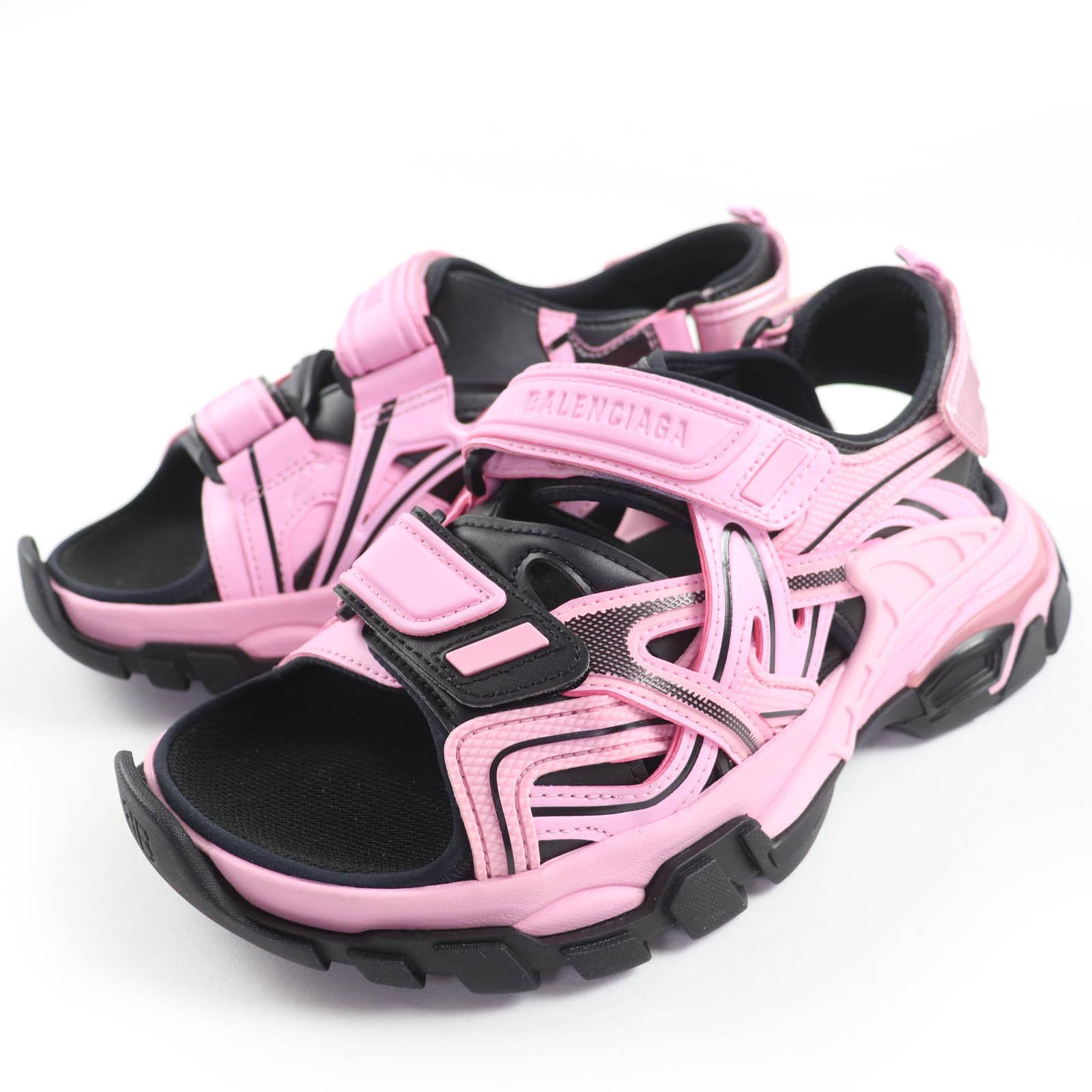 

Ідеальні сандалі BALENCIAGA Track Sandal з логотипом Рожево-чорна тканина 25 617543 Б/в
