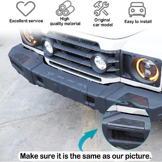 Car Alloy Black Front Bumper Protection Pedal Corner Cover Compatible with Ineos Grenadier 2020-2026 Front Bumper Guards Pads End Caps Cover