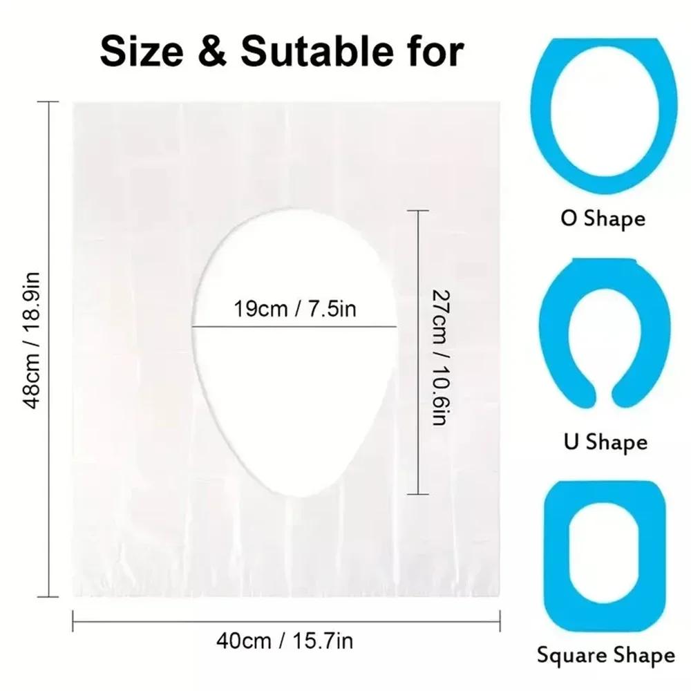 30/50Pcs Disposable Plastic Toilet Seat Cover Waterproof and Non Slip Individually Wrapped, for Travel, Toilet Seat Protectors