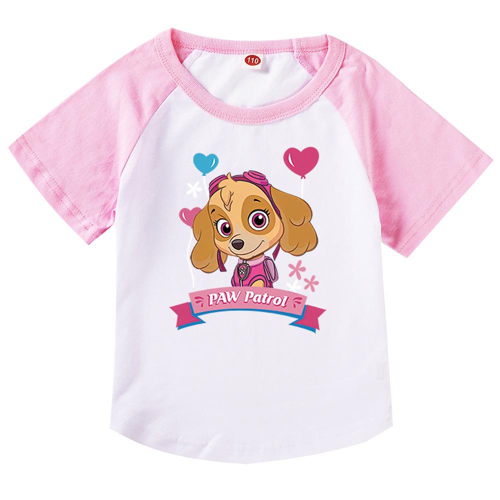 Patrol Skye Printing Funny Anime Theme Summer Boys And Girls Cotton Fashion Cartoon Short Sleeve Casual T-shirt O-neck Short Sleeve 100cm