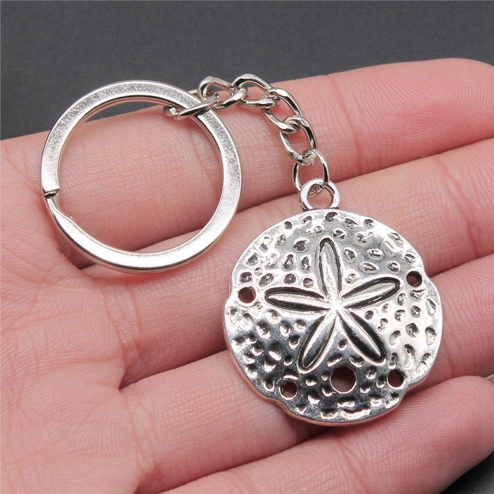 

28mm Key Ring Starfish Shell Turtle Vintage Jewelry Supplies QY044 A23-1pcs-35x30mm