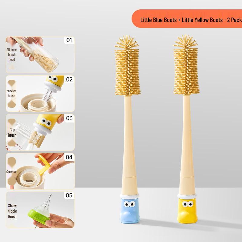 Multi-functional Long Handle Cup Brush with Thermos Lid Sponge Cleaner