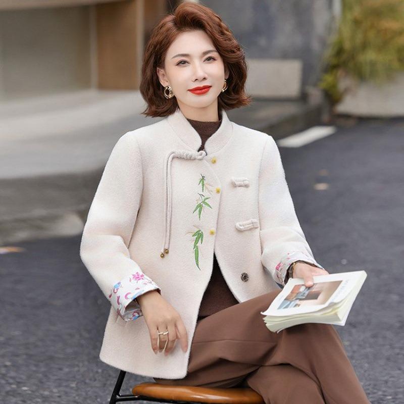 Happy Mother-in-law Wedding Dress Chinese Women's Clothing Spring and Autumn Temperament Woolen Middle-aged Noble Top Jacket Women's Clothing