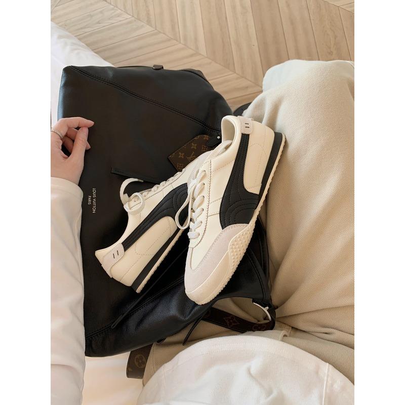 

Версия из коровьей кожи, внутренняя высота увеличена, кожа контрастного цвета, шнуровка miu, на толстой подошве, универсальная женская повседневная спортивная обувь 35