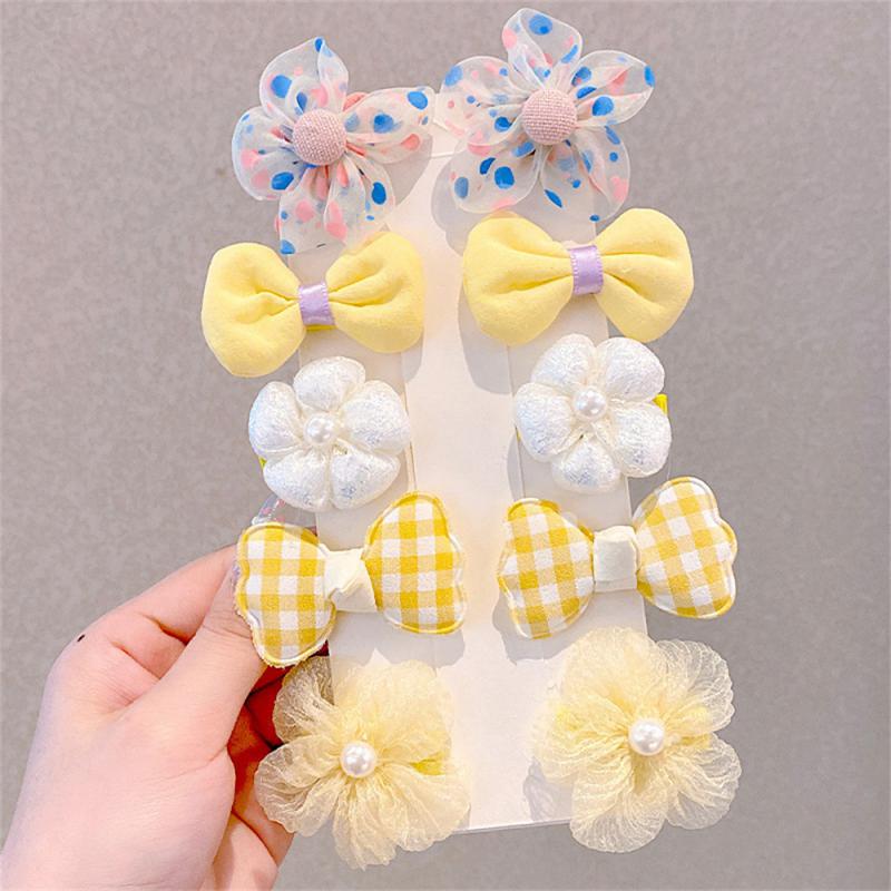10/Princess Super Fairy Bow Hairpin Children Fabric Flower Hairpin New ' Baby No Harming Hair Bangs Clip