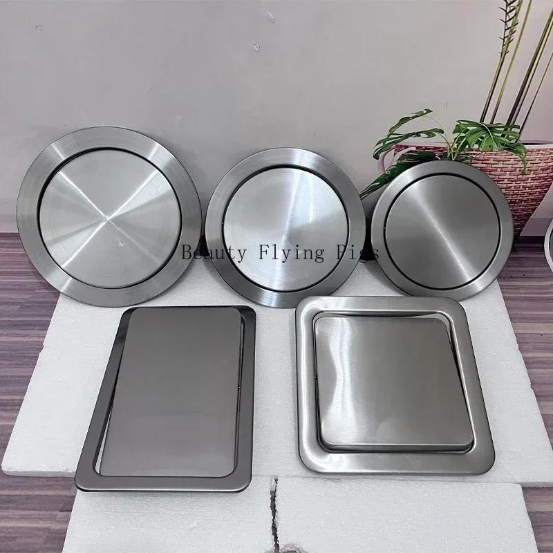 1pc Embedded Metal Countertop Trash Can Lid Household Stainless Steel Flip Cover Kitchen Sink Decoration Shake Cover Kitchenware