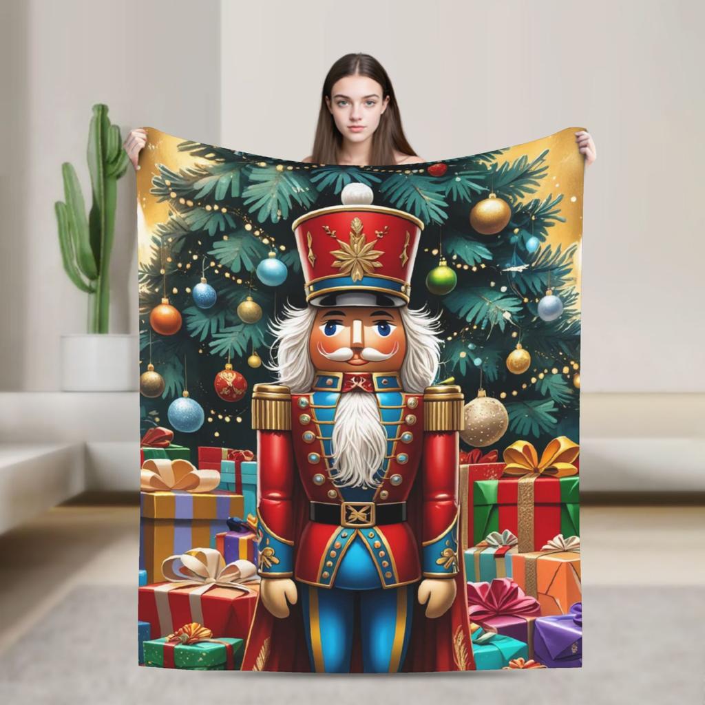 Christmas Nutcracker Blankets Warm Soft Fluffy Plush Throw Blanket For Students Living Room Flannel Bedspread Bed Cover