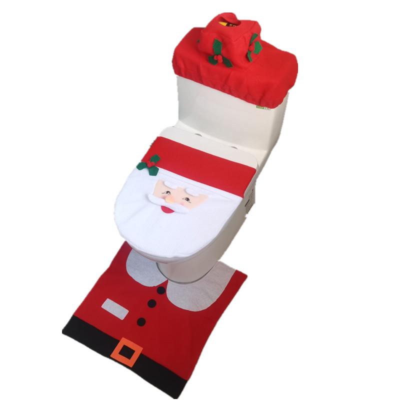 Ensemble de toilette de dessin animé de Noël: Housse de protection pour bonhomme de neige, elfe et cerf avec repose-pieds