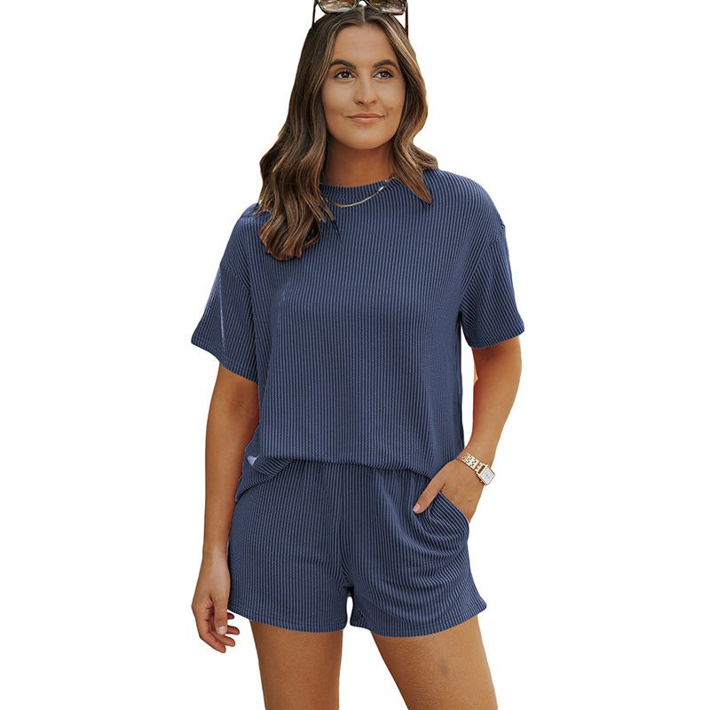 Short Sleeve T-shirt and Shorts Set Pure Color Short Sleeve T-shirt Loose Shorts Suit