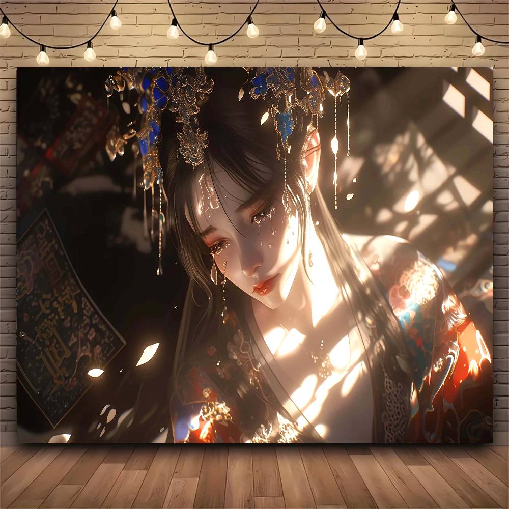Fashion retro classic Chinese style goddess illustration Tapestry Print Large Tapestry Wall Hanging Wall Tapestry  Decor Living
