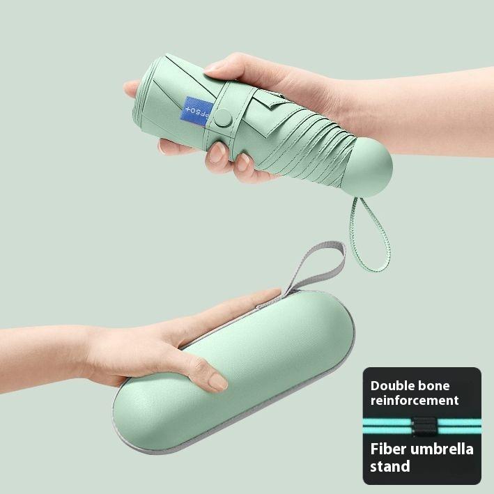 Capsule sun umbrella female sunscreen anti-ultraviolet sunshade umbrella dual-use mini five-fold ultra-light, compact and portable