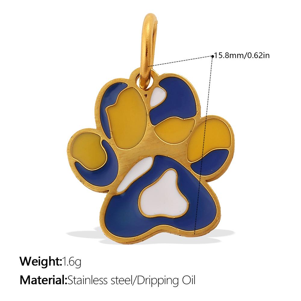  2Pcs Cartoon DIY Stainless Steel Drip Dog Paw Print Pendant Handmade Accessory Jewelry Gold Plated Charm Wholesale