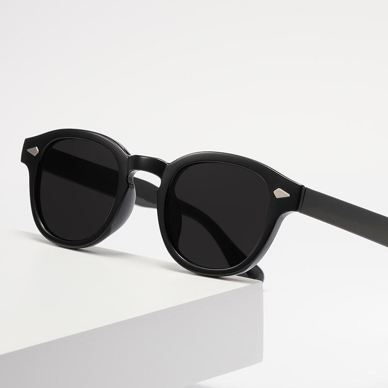 2025 Korean Style Black Oval Frame Sunglasses with High-end UV Protection