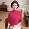 Autumn Wool Pullover: Mom Style Mid-Age Women's Half High Collar Sweater