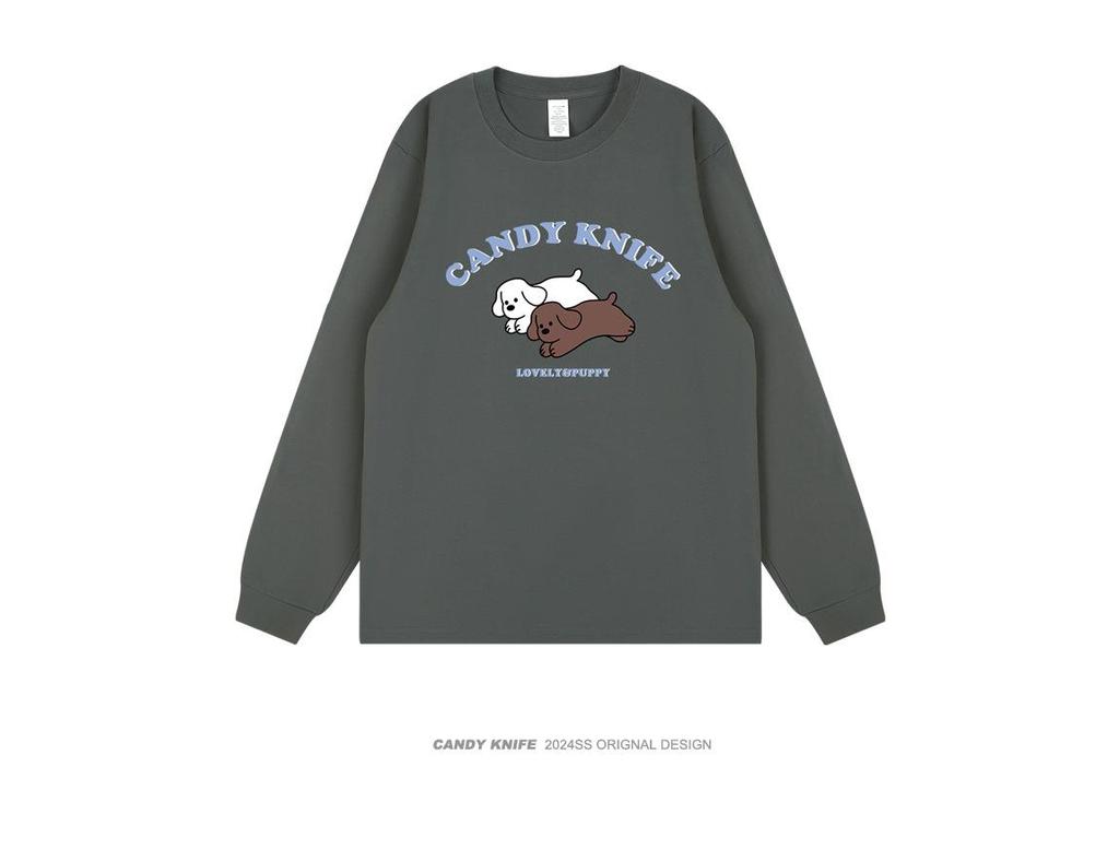 2024 Trend Unisex Cartoon Print Cotton Long Sleeve T-shirt for Autumn/Winter