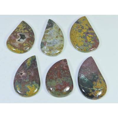 173Cts. Natural Ocean Jasper Fancy Cabochon Loose Gemstone 6Pcs Lot 20-37 MM C-1413