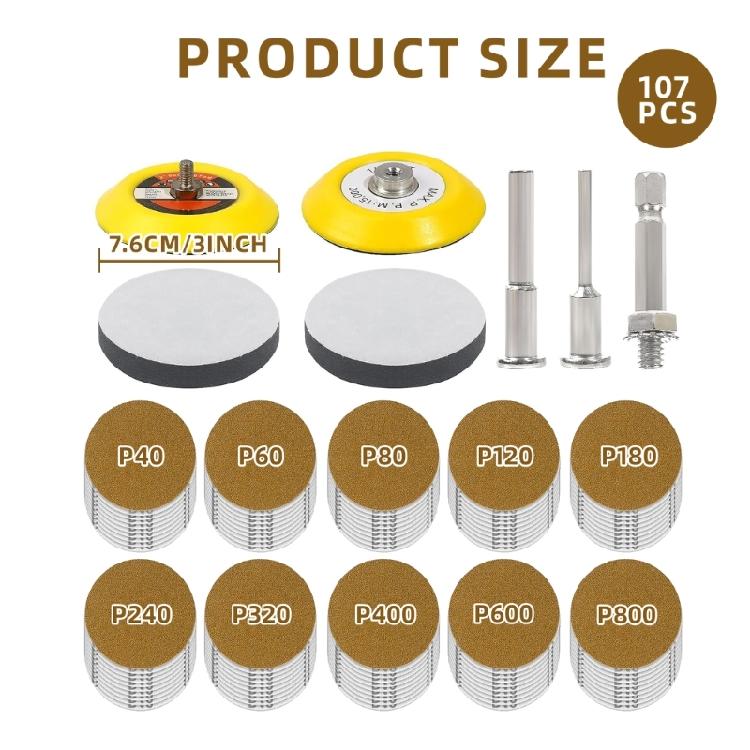 Gold Hook and Looping Sanding Discs with Backing Pad Assorted for Polishing and Sanding Car Metal Wood Drill Sanders