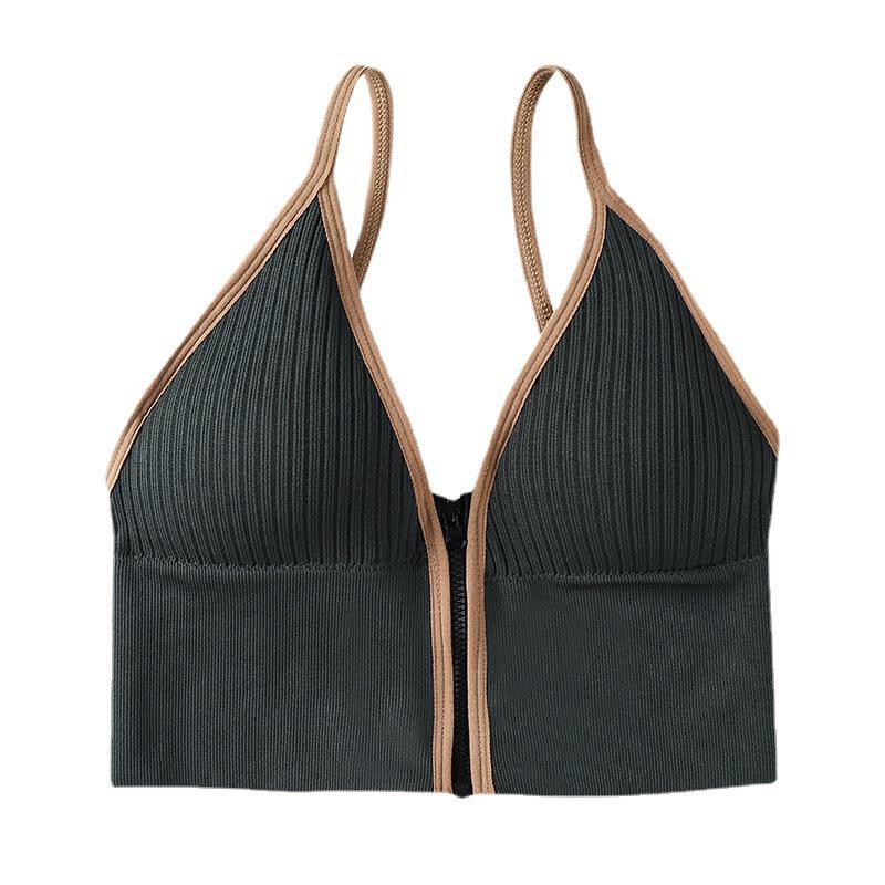 Deep V Zipper Sports Vest with Chest Pads & Shorts for Women