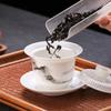 NEW 360-Degree Floating Three-Talent Covered Dehua White Porcelain Kung Fu Set Bowl with Dragon Pattern Tea Offering Bo