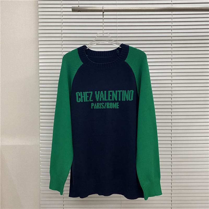 VT Valentino Unisex pletený svetr: 25 stylů, volný střih, kulatý výstřih, žakárové logo s písmenem na hrudi.