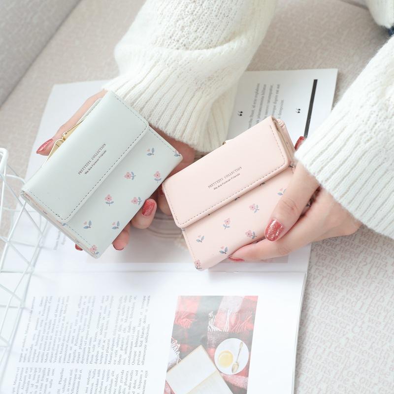 Women Purse PU Leather Flower Pocket Wallet Card Holder Cute Girls Coin Bag