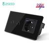 BSEED 1/2/3Gang Wall Touch Switch 1Way GLass Sensor Switches Plus EU Wall Socket Type-C USB 20W Power Outlets Fast Charging 2.1A