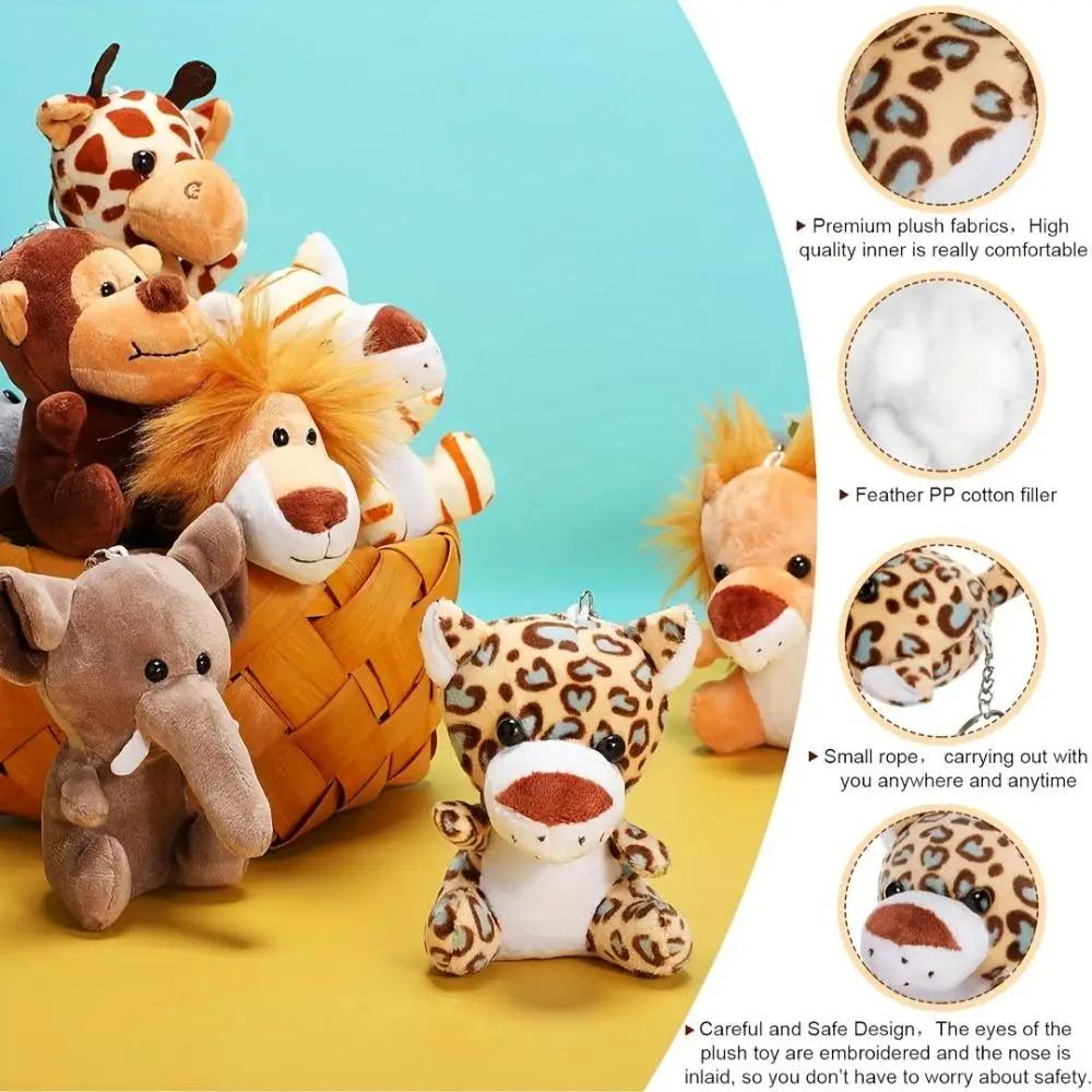 6 Pieces Mini Stuffed Forest Animals Plush Toys 4 Inch Cute Elephant Lion Giraffe Best Gift for Thanksgiving Christmas New Year