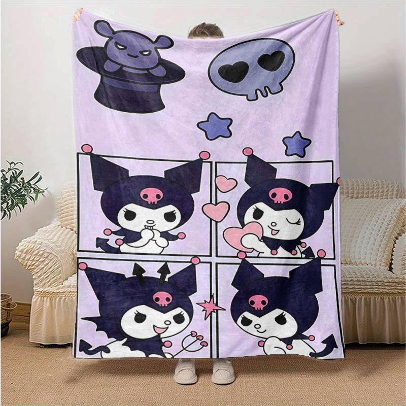 1pc Kuromi Blanket, Seasonal Universal Home Decorative Throw, Living Room, Travel, Camping, Car Blankets, Beach, Office Naps, Perfect Gift for Fans.H0