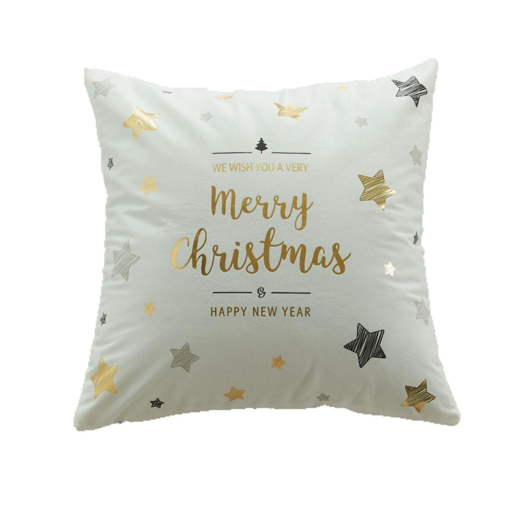 Christmas Atmosphere Bronzing Craftsmanship Festive Feel Pillow Cover Fabric Soft and Comfortable Home Sofa Pillow Bedside Cushion