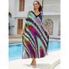 Plus Size Beach Print Dress for Women Bat Sleeve Bikini Suntan Cover Up