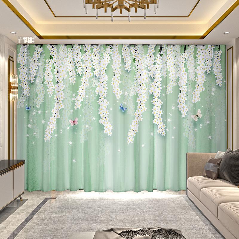 2 Panel Flower Rose Curtains for Girls Bedroom Living Room Floor-to-ceiling Window Kitchen Bathroom Blinds Cortinas Drapes