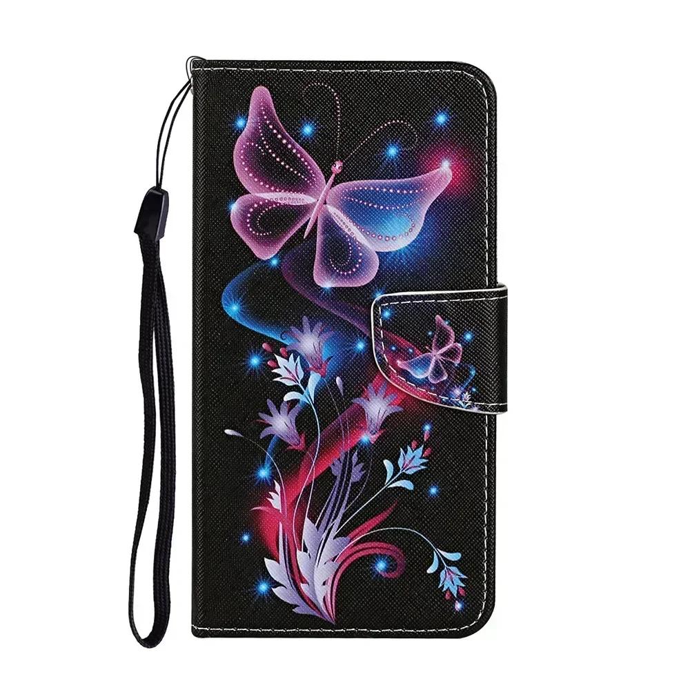 Leather Flip Phone Case For Samung Galaxy A10S A20S A20E A20 A30 A21S A22 A23 A24 A25 Flower Painted Wallet Card Holder Cover