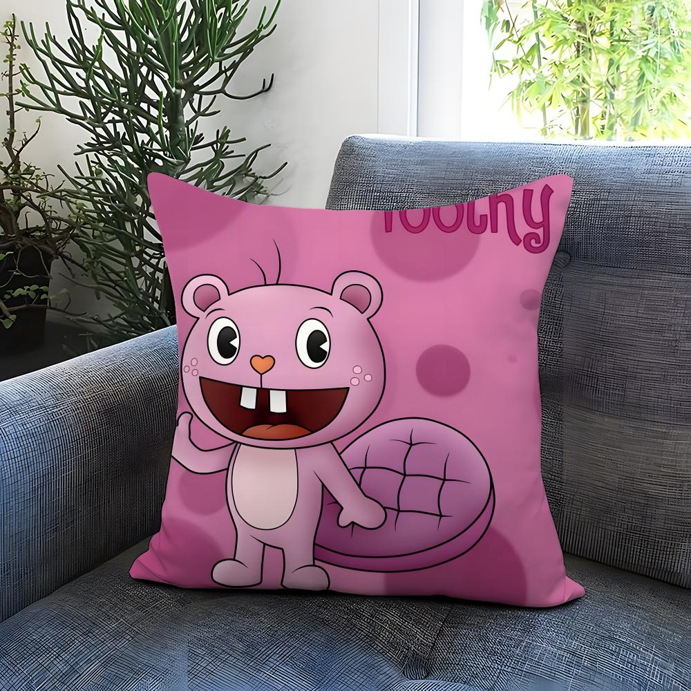 Anime Happy Tree Friends Cushion Cover Comfortable Reversible Pillow Cover Ideal for Car Sofa Bedroom & Beyond