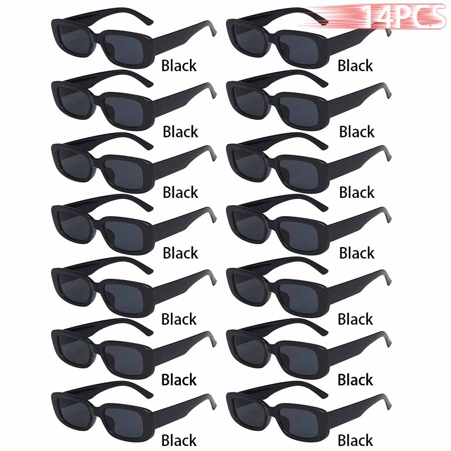 

14 PCS Small Rectangle Sunglasses For Women Men Vintage Brand Designer Square Sun Glasses Female Eyewear Anti-glare UV400